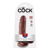King Cock 7 in. Cock With Balls Realistic Suction Cup Dildo Brown - Royal Sins