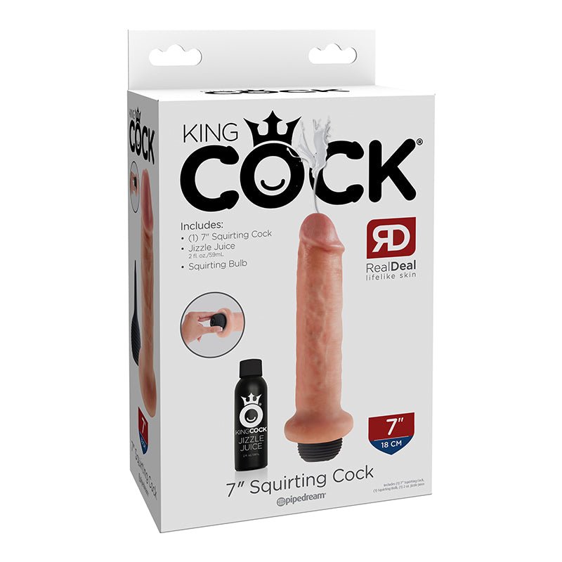 King Cock 7 in. Squirting Cock Realistic Dildo Beige - Royal Sins