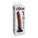 King Cock 7 in. Vibrating Cock Poseable Dildo With Suction Cup Brown - Royal Sins