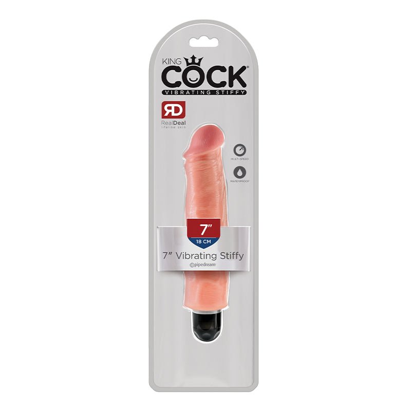 King Cock 7 in. Vibrating Stiffy Realistic Dildo Beige - Royal Sins
