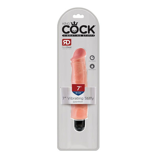 King Cock 7 in. Vibrating Stiffy Realistic Dildo Beige - Royal Sins
