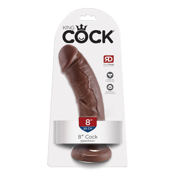 King Cock 8 in. Cock Realistic Dildo With Suction Cup Brown - Royal Sins