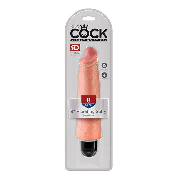 King Cock 8 in. Vibrating Stiffy Realistic Dildo Beige - Royal Sins