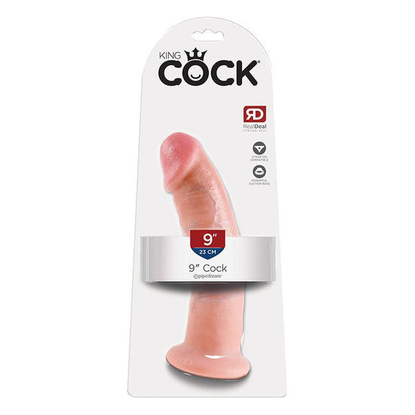 King Cock 9 in. Cock Realistic Dildo With Suction Cup Beige - Royal Sins
