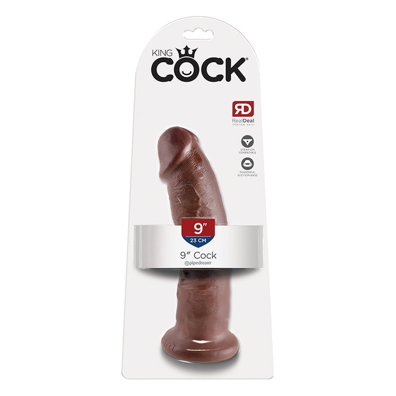 King Cock 9 in. Cock Realistic Dildo With Suction Cup Brown - Royal Sins