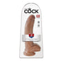 King Cock 9 in. Cock With Balls Realistic Suction Cup Dildo Tan - Royal Sins