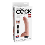 King Cock 9 in. Squirting Cock With Balls Realistic Dildo Beige - Royal Sins