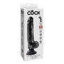 King Cock 9 in. Vibrating Cock With Balls Poseable Suction Cup Dildo Black - Royal Sins
