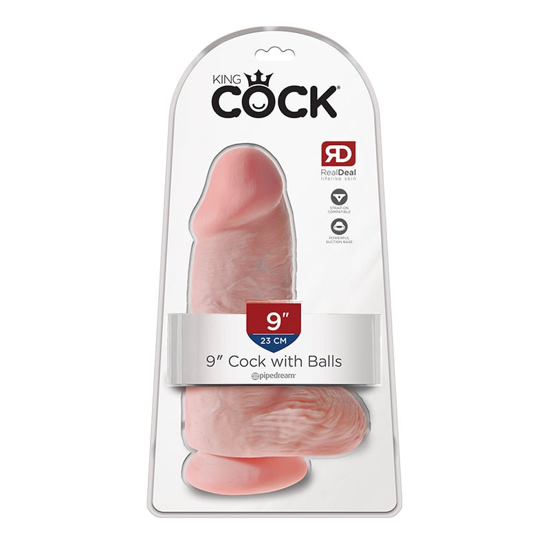 King Cock Chubby 9 in. Cock With Balls Realistic Suction Cup Dildo Beige - Royal Sins