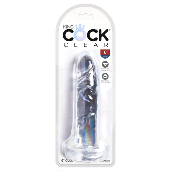 King Cock Clear 6 in. Cock Realistic Dildo With Suction Cup - Royal Sins
