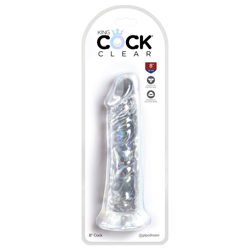 King Cock Clear 8 in. Cock Realistic Dildo With Suction Cup - Royal Sins