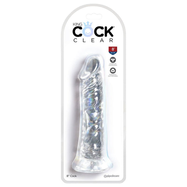 King Cock Clear 8 in. Cock Realistic Dildo With Suction Cup - Royal Sins
