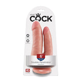 King Cock Double Penetrator 6 in. Realistic Dual - Entry Dildo With Suction Cup Beige - Royal Sins