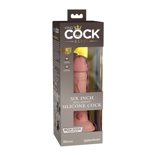 King Cock Elite 6 in. Dual Density Silicone Cock Realistic Dildo With Suction Cup Beige - Royal Sins