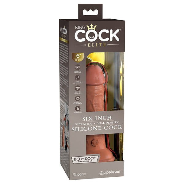 King Cock Elite 6 in. Vibrating Realistic Dildo With Suction Cup Tan - Royal Sins
