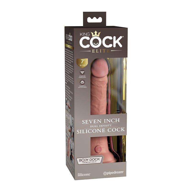 King Cock Elite 7 in. Dual Density Silicone Cock Realistic Dildo With Suction Cup Beige - Royal Sins