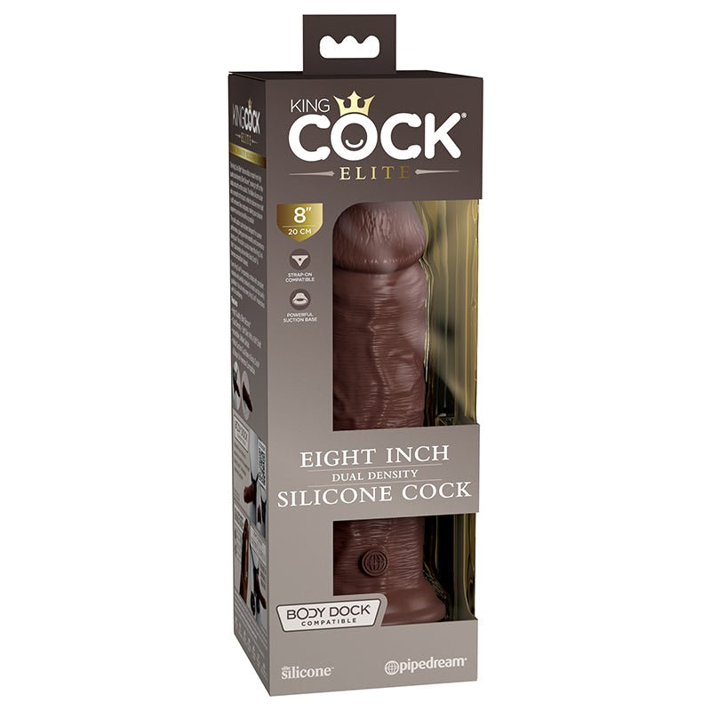 King Cock Elite 8 in. Dual Density Silicone Cock Realistic Dildo With Suction Cup Brown - Royal Sins