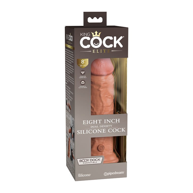 King Cock Elite 8 in. Dual Density Silicone Cock Realistic Dildo With Suction Cup Tan - Royal Sins