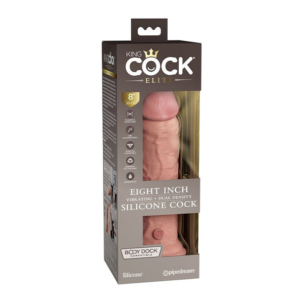 King Cock Elite 8 in. Vibrating Realistic Dildo With Suction Cup Beige - Royal Sins