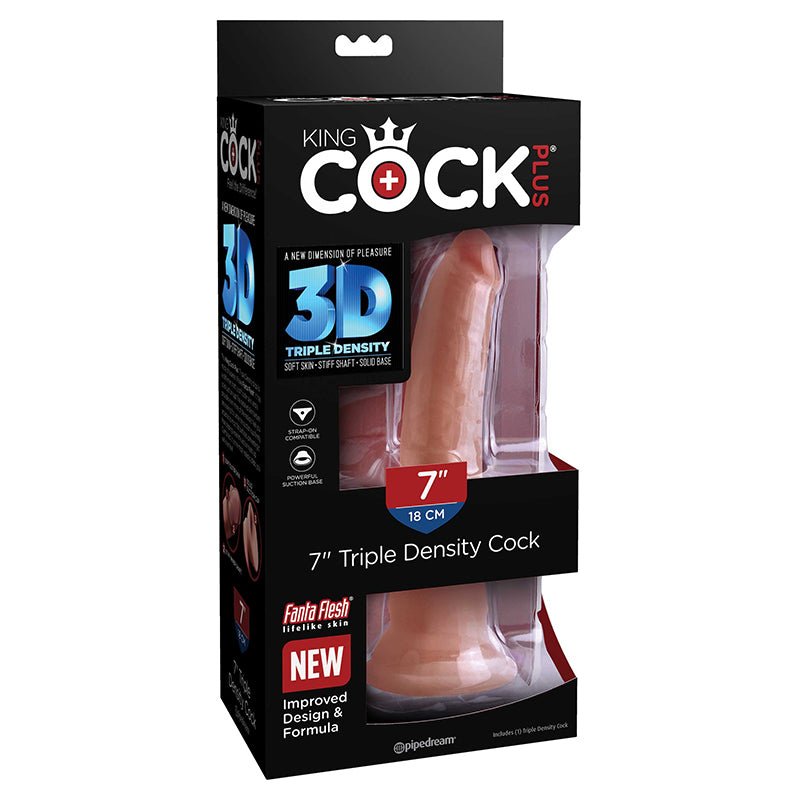 King Cock Plus 7 in. Triple Density Cock Realistic Dildo With Suction Cup Tan - Royal Sins
