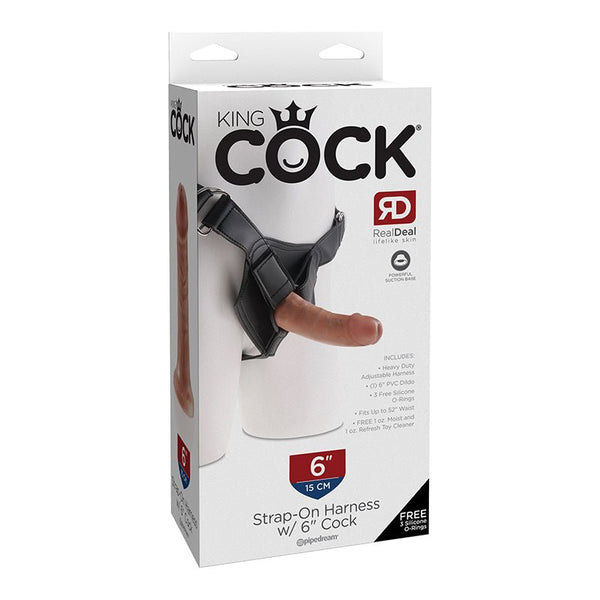 King Cock Strap - on Harness With 6 in. Cock Tan - Royal Sins