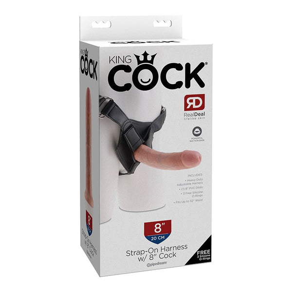 King Cock Strap - On Harness With 8 in. Cock Beige - Royal Sins