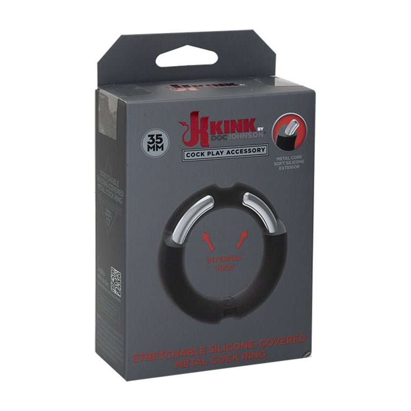 Kink By Doc Johnson HYBRID Silicone Covered Metal Cock Ring 35mm - Royal Sins