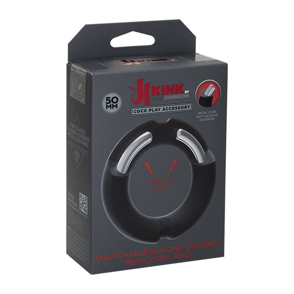 Kink By Doc Johnson HYBRID Silicone Covered Metal Cock Ring 50mm - Royal Sins