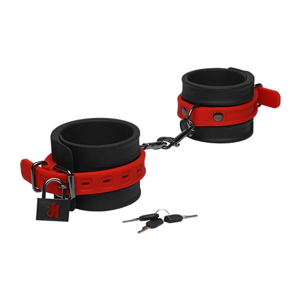 Kink By Doc Johnson Silicone Ankle Cuffs Black&Red - Royal Sins