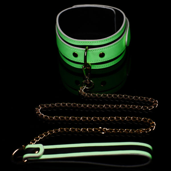 Kink in the Dark Glowing Collar with Leash - Royal Sins