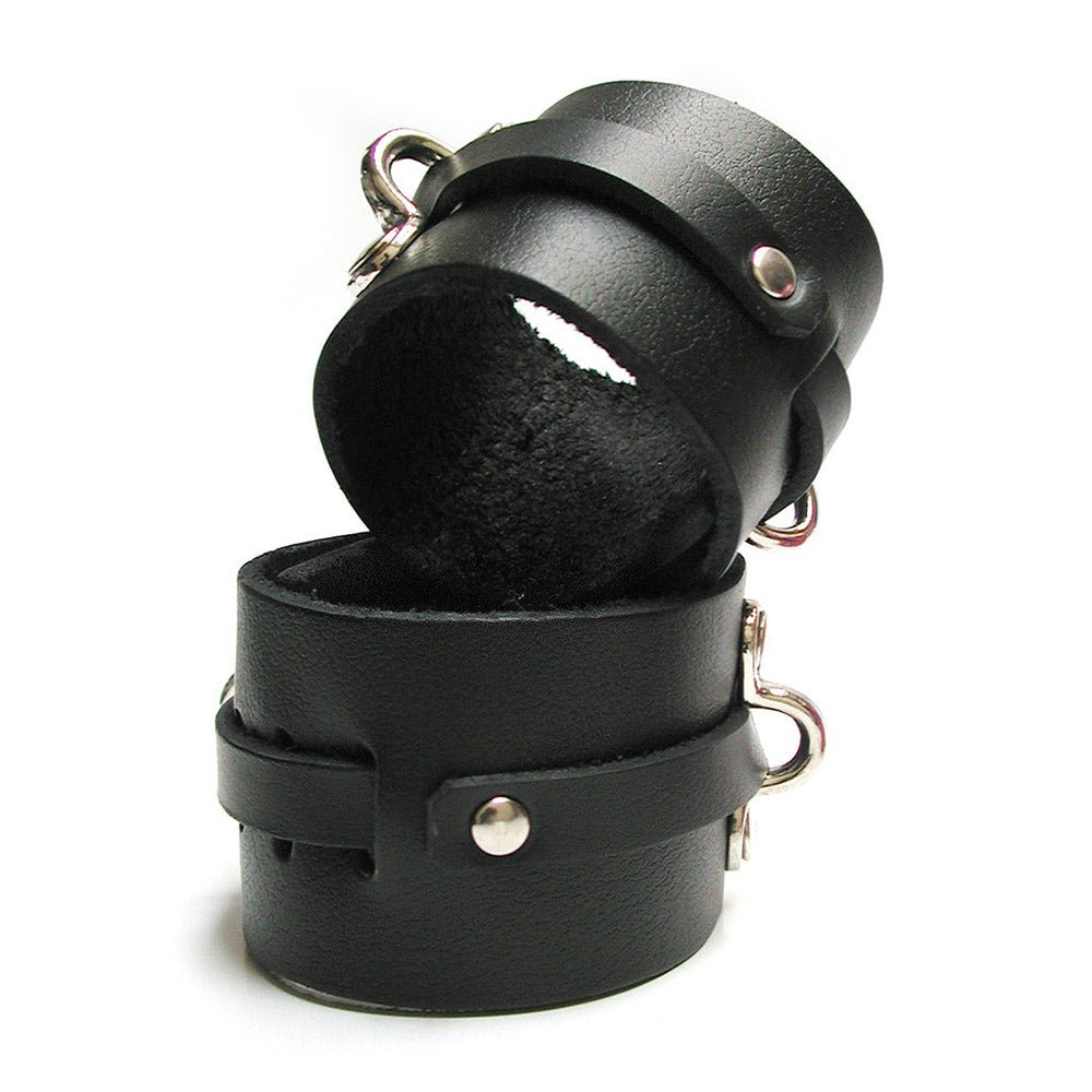 Kinklab Bondage Basics Leather Ankle Cuffs - Black - Royal Sins