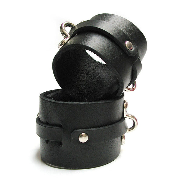 Kinklab Bondage Basics Leather Ankle Cuffs - Black - Royal Sins