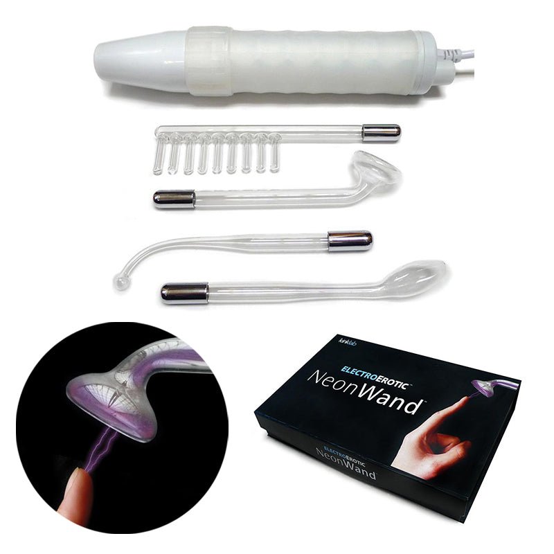 KinkLab Neon Wand Electrosex Kit ( White handle/Purple Elec) - Royal Sins