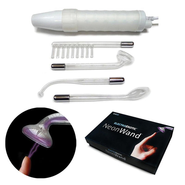 KinkLab Neon Wand Electrosex Kit ( White handle/Purple Elec) - Royal Sins