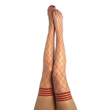 Kixies Claudia Large Net Fishnet Thigh - High Red Size A - Royal Sins