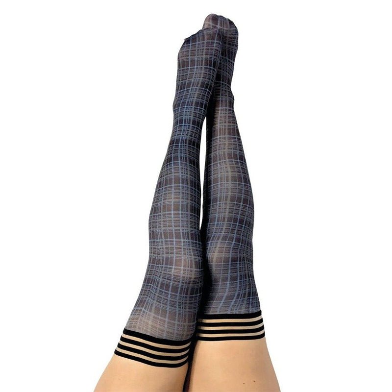 Kixies Debbie Plaid Thigh - High Navy Size B - Royal Sins