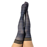 Kixies Debbie Plaid Thigh - High Navy Size B - Royal Sins