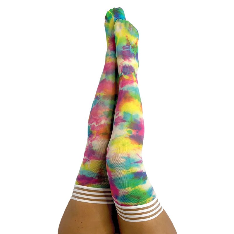 Kixies Gilly Rainbow Tie - Dye Thigh - High Size C - Royal Sins