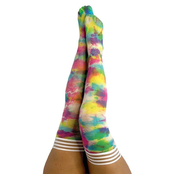 Kixies Gilly Rainbow Tie - Dye Thigh - High Size C - Royal Sins