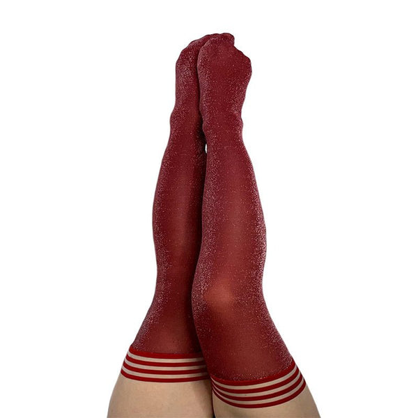 Kixies Holly Shimmer Thigh - High Cranberry Size B - Royal Sins
