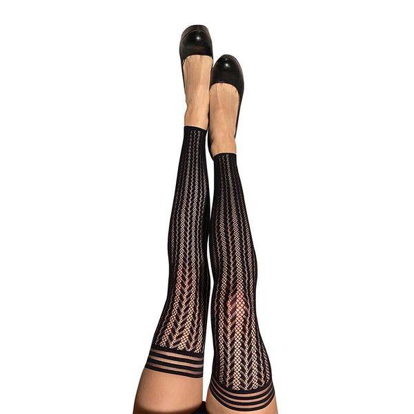 Kixies Lindsay Footless Fishnet Thigh - High Size A - Royal Sins