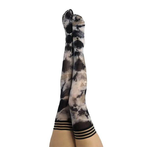 Kixies Mackenzie Black/White Tie - Dye Thigh - High Size A - Royal Sins