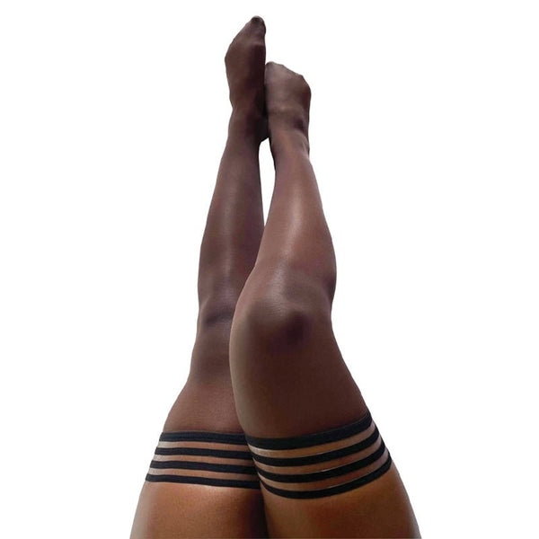 Kixies Marissa Sheer Thigh - High Brown Size D - Royal Sins
