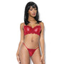 Lace And Matte Wetlook Bra And G - String Merlot S/M Hanging - Royal Sins