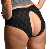 Lace Envy Black Crotchless Panty Harness - 2XL - Royal Sins