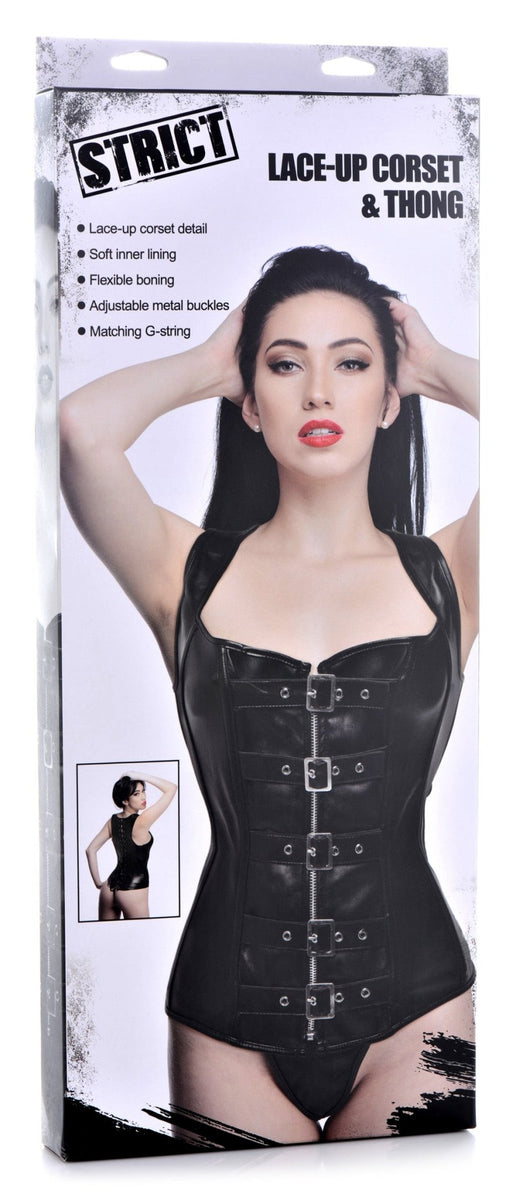 Lace - up Corset and Thong - Large - Royal Sins