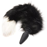 Large Anal Plug with Interchangeable Fox Tail - Black and White - Royal Sins