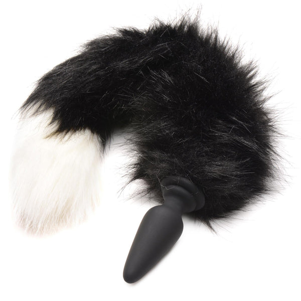 Large Anal Plug with Interchangeable Fox Tail - Black and White - Royal Sins