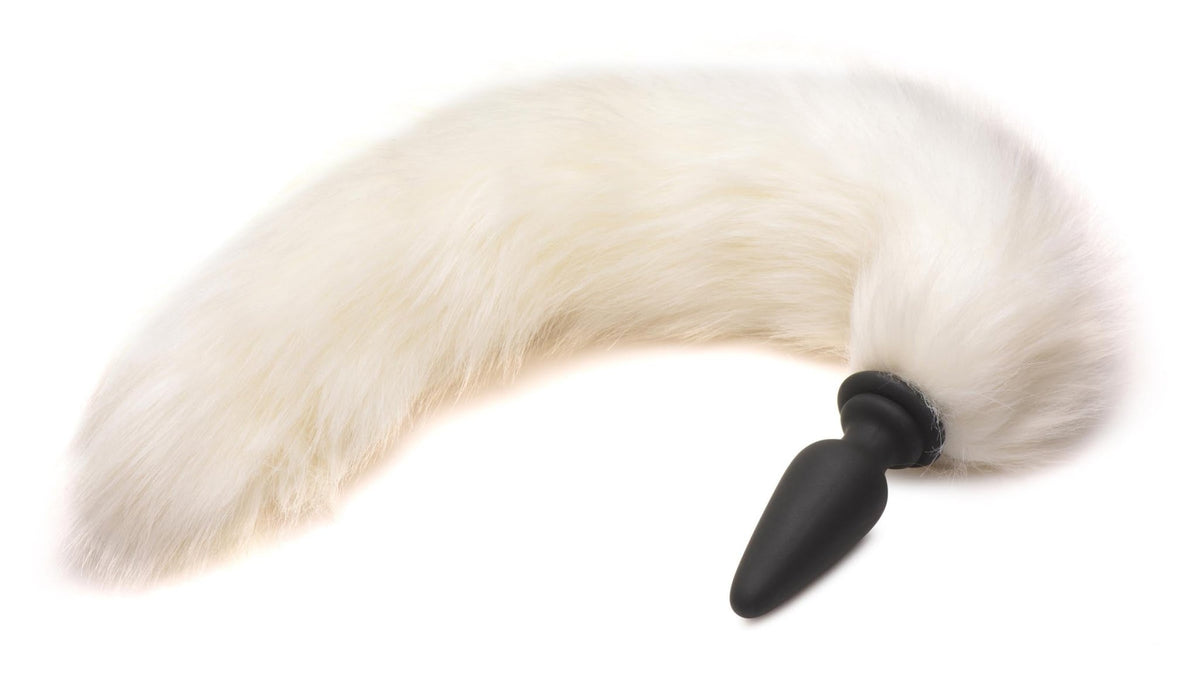 Large Anal Plug with Interchangeable Fox Tail - White - Royal Sins