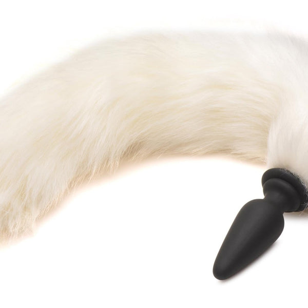 Large Anal Plug with Interchangeable Fox Tail - White - Royal Sins